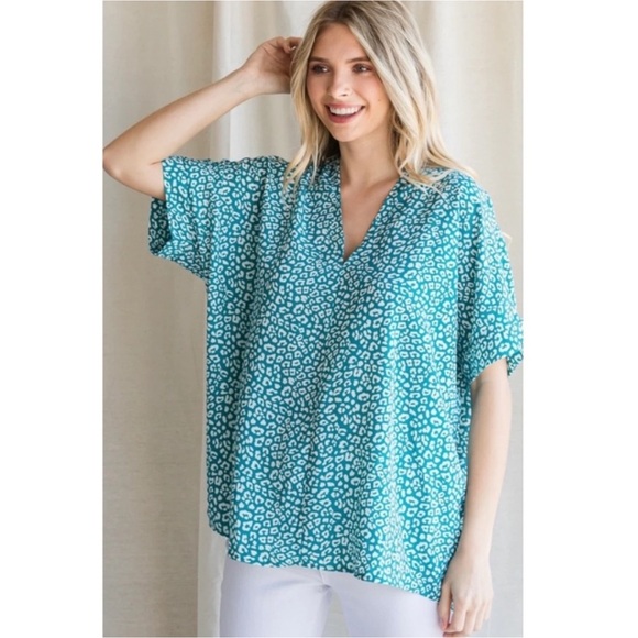 JODIFL Tops - Jodifl Teal The End Oversized Blouse